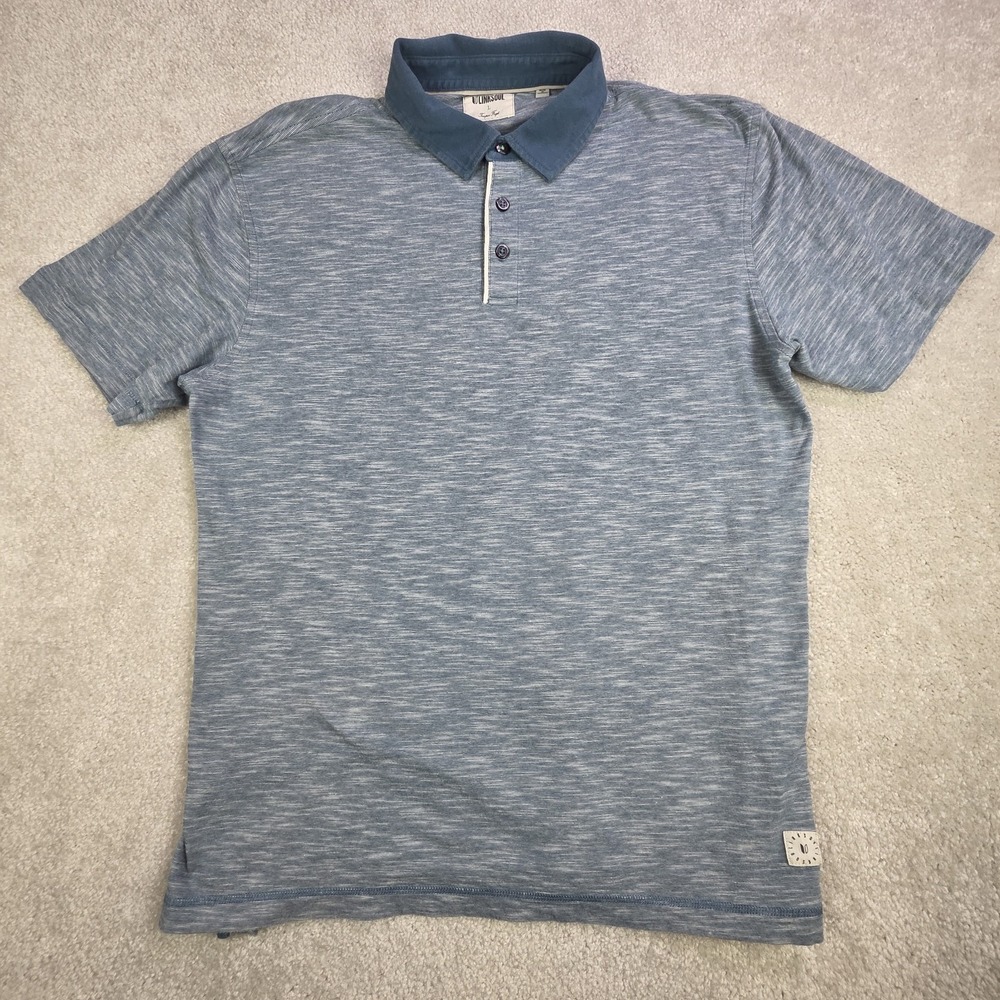 Linksoul Cotton Polo Men's Large Heather Blue Golf Soft Stretch Lightweigt - Picture 1 of 8